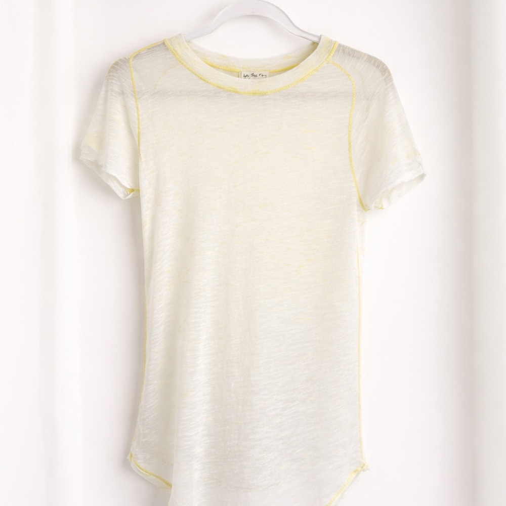 We The Free - Free People Lightweight Sheer Top Neon Stitch Boho Tee M